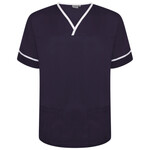 NSTT Unisex Smart Scrub Top with Contrast Trim - NAVY, WHITE TRIM - WCG