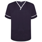 NSTT Unisex Smart Scrub Top with Contrast Trim - NAVY, WHITE TRIM - WCG