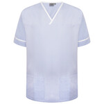 NSTT Unisex Smart Scrub Top with Contrast Trim - SKY BLUE, WHITE TRIM - WCG