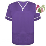 NSTT Unisex Smart Scrub Top - PURPLE, WHITE TRIM - WCG