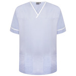 NSTT Unisex Smart Scrub Top with Contrast Trim - SKY BLUE, WHITE TRIM - WCG