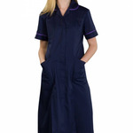 DVDDR Female Zip Fastening Nurses Dress - NAVY, PIPING PURPLE - WC