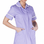 DVDTR/K716 Female Full Zip Striped Tunic - LILAC STRIPE, PIPING WHITE - HCH