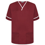 NSTT Unisex Smart Scrub Top -MAROON, WHITE TRIM - WCG