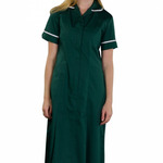 DVDDR Female Nursing Dress - BOTTLE GREEN/WHITE TRIM - WCG